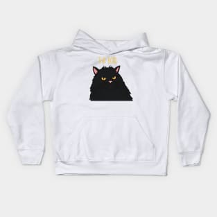 The black cat is the Boss . Dark longhaired cat queen with a serious look. Kids Hoodie